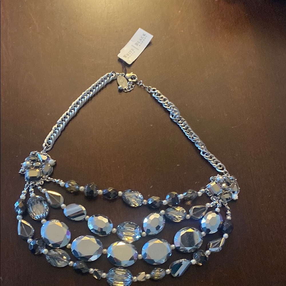 Elegant Silver and Black Beaded Necklace